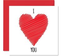 Tarjeta de aniversario para ella y él, tarjeta con texto en inglés "I Love You", tarjeta de cumpleaños para novia, novio, esposa, marido, pareja, 145 mm x 145 mm, tarjetas de felicitación románticas