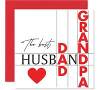 Tarjeta de aniversario sincera para marido, celebrando al mejor marido, papá y abuelo, diseño de corazón rojo y negro, día del padre, cuadrado de 145 mm, sobre incluido