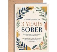 Tarjeta de aniversario sobrio de 3 años, tarjeta de soberversario, tarjetas inspiradoras de hito de sobriedad, tarjetas de aliento de recuperación de adicciones AA para hombres o mujeres, celebra el
