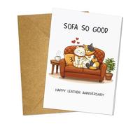 Tarjeta de aniversario y regalos para hombres, mujeres, marido, esposa, pareja, él, ella, novio o novia, tarjeta de aniversario de boda feliz y regalos para esposa o marido, sofá de gato de 3er