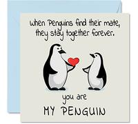 Tarjeta de aniversario - You Are My Penguin - Bonita tarjeta romántica de aniversario de boda para esposa, marido, novia, novio, pareja, amigo, él, ella, 145 mm x 145 mm, tarjetas de felicitación para