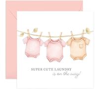 Tarjeta de anuncio para niña, súper linda ropa de lavandería está en camino para futuros padres, mamá futura, regalos de licencia de maternidad del equipo para colega, compañera de trabajo, hermana