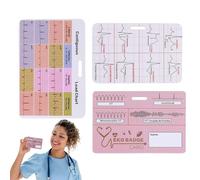 Tarjeta de aprendizaje de enfermería - Tarjeta de identificación ECG referencia para personal de enfermería - 3 piezas ECG Accesorios Set para clínica, sala de emergencias, estación de vigilancia