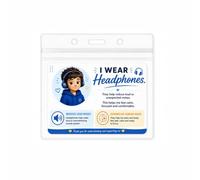 Tarjeta de auriculares reductores de ruido | Insignia sensorial | Ayuda a explicar las necesidades sensoriales | Tarjeta de escuela, viajes y comunicación pública para niño