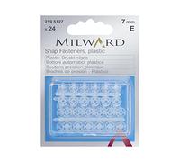 Tarjeta de autoservicio Milward Mercerie con caja de plástico con botones a presión, Material: plástico, Color: transparente, tamaño: 7 Mm, Embalaje: 24 piezas transparente, 9 x 7 cm x 2 cm