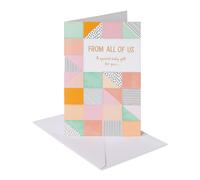 Tarjeta de Baby Shower con saludos americanos de nuestra parte (Todo feliz)