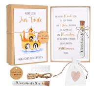 Tarjeta de Bautizo con el Alemán "ALLES LIEBE Zur Taufe", con Caja para Bautismo, Tubos de Plástico, Bolsas de Yute Regalo de Bautizo para Niño y Niña