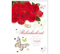 Tarjeta de boda de rubí 40 aniversario