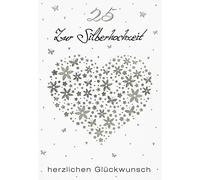 Tarjeta de boda para bodas de plata, estilo de vida, corazón, 11,6 x 16,6 cm