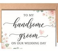 Tarjeta de boda para mi novio de novia - Tarjeta para mi marido en nuestra boda - Tarjeta sentimental de voto para marido de esposa - New Beginning Together - To My Handsome Groom on Our Wedding - NUM