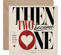Tarjeta de boda romántica - Dos corazones, una historia - Diseño tipográfico audaz con un llamativo corazón rojo - Un recuerdo romántico moderno para el gran día - cuadrado de 145 mm, sobre incluido