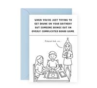Tarjeta de broma para fiesta de cumpleaños - Brought Out A Board Game - Se ríe para amigos, familiares, colegas, hermana, novia, prima, hija, tía, mamá, él, ella, humor para beber o jugar noche, viene