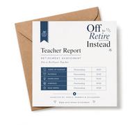 Tarjeta de calificaciones de jubilación para profesores con sobre, diseño moderno de informe, tarjeta de felicitación para profesores, hombres o mujeres, mensaje de jubilación para una celebración