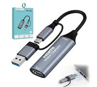 Tarjeta de captura de vídeo 4K USB C 3.0, dispositivo de grabación 1080P 60FPS, tarjeta de captura externa para juegos de difusión directa Videoconferencia Curso en línea Plug Play PC ordenador