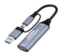Tarjeta de Captura de Video HDMI a USB-C 4K HD para Streaming Juego USB 3.0 | Capturadora Vídeo Compatible con MacBook Windows Switch PS5 Xbox Cámara PC Plug-Play Baja latencia con Puertos USB-C y USB-A