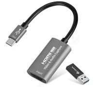 Tarjeta de Captura de vídeo, USB 3.0 HDMI a USB C Audio Capture Card, 4K 1080P60 Dispositivos de Captura para Juegos Live Streaming Video Recorder, Compatible con Windows MacOS System para PS4