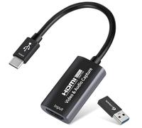 Tarjeta de Captura de Video, USB 3.0 HDMI a USB C Audio Capture Card, 4K 1080P60 Dispositivos de Captura para Juegos en Vivo Streaming Video Recorder, Compatible con Windows Mac OS System
