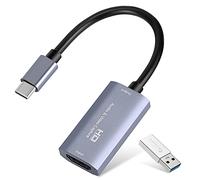Tarjeta de Captura de Video, USB 3.0 HDMI a USB C, Tarjeta de Captura de Audio, Captura 4K 1080P 60FPS con Dispositivos adaptadores Tipo C para Juegos, transmisión en Vivo, grabadora de Video,