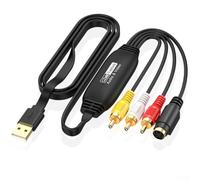 Tarjeta de captura de video USB para convertidor VHS a digital para RCA S-Video - Digitalizador de cinta analógica para Windows para Mac - HD 720P VCR para grabadora de videocámara (AV cabeza macho)