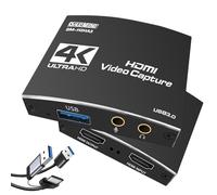 Tarjeta de captura para transmisión, 4K60Hz HDMI a USB 3.0 1080P 60FPS, adaptador de audio y video, con bucle HDMI 4K, para grabación/transmisión, compatible con Nintendo