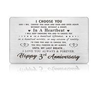 Tarjeta de cartera, tarjeta de aniversario de 3 años, regalos para él y ella, tarjeta de aniversario de tercer año, tarjeta de tercer aniversario para marido, esposa, pareja, mujeres y hombres,