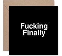Tarjeta de compromiso atrevida - about Time You Made It Official - Diseño minimalista audaz con tipografía irreverente blanco sobre negro - Cuadrado de 145 mm, sobre incluido
