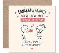 Tarjeta de compromiso juguetona - Felicitaciones descaradas por encontrar a tu humano favorito - Bonito diseño de dibujos animados de intercambio de corazones - cuadrado de 145 mm, sobre incluido
