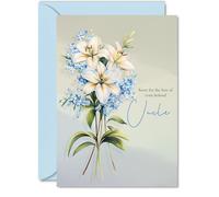 Tarjeta de condolencias con la pérdida del tío, flores de condolencias más profundas, tarjetas de duelo para adultos, tarjetas de felicitación A5 con condolencias pensando en ti