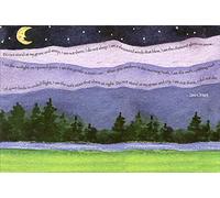 Tarjeta de condolencias de luna sobre montañas moradas