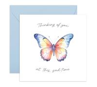 Tarjeta de condolencias, pensando en ti, diseño de mariposa, tarjeta de duelo por pérdida, dolor o condolencia, apoyo para seres queridos, primo, vecino, colega, amigo, él, ella, interior en blanco