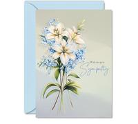 Tarjeta de condolencias por pérdida de un ser querido, flores de condolencias más profundas, tarjetas de duelo para adultos, tarjetas de felicitación A5 con condolencias pensando en ti