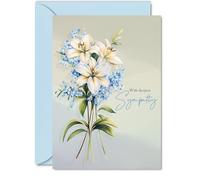 Tarjeta de condolencias por pérdida de un ser querido, flores florales de condolencias más profundas, tarjetas de duelo para adultos, tarjetas de felicitación de condolencias pensando en ti de 5 x 7