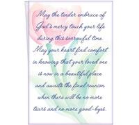 Tarjeta de condolencias religiosas - Tarjeta grande que se abre hasta 10 x 7.75 pulgadas - Hecha en Chicago - Hermosa obra de arte con mensaje significativo - Sobre premium incluido y enviado en