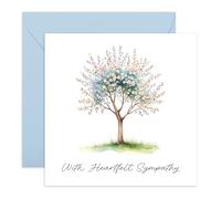 Tarjeta de condolencias sinceras - Árbol de acuarela tranquilo - Tarjeta de duelo o condolencia por la pérdida de un ser querido, amigo, familia, él, ella - Mensaje pensado para el dolor y apoyo