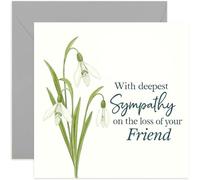 Tarjeta de condolencias sinceras para la pérdida de un amigo, regalo con texto en inglés "With Deepest Sympathy", diseño de amarilidáceas, para amigos o familiares, interior en blanco con sobre