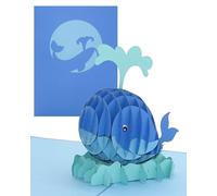 Tarjeta de cumpleaños 3D ballena, rey de los mares, gran tarjeta pop up con sobre como tarjeta de felicitación, invitación, decoración, idea de regalo