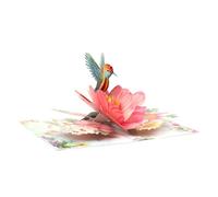 Tarjeta de cumpleaños 3D con diseño de flores de colibrí con sobre, elegante invitación de aniversario de boda