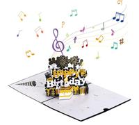 Tarjeta de cumpleaños 3D con vela que puedes soplar, efectos de luz y música, escena desplegable con sobre, tarjeta de regalo de felicitación para amigos y familiares