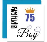 Tarjeta de cumpleaños 75 para hombres, tarjetas de cumpleaños para hombre de 75 años, gran abuelo, abuelo, padrastro, tío, 145 mm x 145 mm, setenta y cinco setenta y quinto cumpleaños tarjetas de