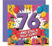 Tarjeta de cumpleaños 76 con texto en inglés «Still Got It at 76», diseño multicolor brillante con un atrevido sentido del humor, garantizado para elevar una risa, cuadrado de 145 mm, sobre incluido