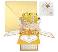 Tarjeta de Cumpleaños 80 Años Pop Up 3D,Oro Tarjeta de Felicitación Emergente,Happy Birthday Tarjetas Plegables con Sobre,Cumpleaño Bricolaje Regalo Original Creativo para Mamá Mujer Familias Amigos