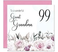 Tarjeta de cumpleaños 99 para abuela - Tarjeta de cumpleaños elegante floral para 99 años de edad, noventa y nueve, noventa y noveno