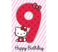 Tarjeta de cumpleaños con calcomanías de Hello Kitty para los amantes de los gatitos, 9 años, para ella, hermana, hija, prima