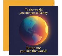 Tarjeta de cumpleaños con corazón para niñera, con texto en inglés "To the World You Are Just a Nanny", diseño vibrante de tierra y corazón, día de la madre, cuadrado de 145 mm, sobre incluido