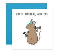 Tarjeta de cumpleaños con diseño de rata entrenando - 'Gym Rat' - Regalos para entusiastas del gimnasio, Bruv, mejores amigos, mejores amigos, mejores amigos, mejores amigos, compañeros de trabajo,