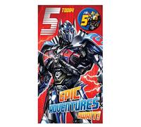 Tarjeta de cumpleaños con diseño de Transformers Age 5