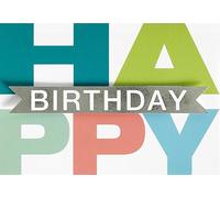 Tarjeta de cumpleaños con texto en inglés "Happy Birth", horizontal, 11,6 x 16,6 cm