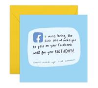 Tarjeta de cumpleaños con texto en inglés «Post on Your Facebook Wall» - Diseño de redes sociales - Felicitación para mujeres, hombres, amigos, mejores amigos, mejores amigos, hermanos, hermanas, él