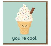 Tarjeta de cumpleaños con texto en inglés "You're Cool Ice Cream", bonito juego de palabras con chispas y copos de chocolate, tarjeta divertida para amigos, niños, él o ella