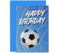 Tarjeta de cumpleaños contemporánea de fútbol para él, tarjeta de cumpleaños de fútbol para niño o niña, tarjeta de cumpleaños de 10, 11, 12, 13, 14, 15 años, para niños o adultos, interior en blanco